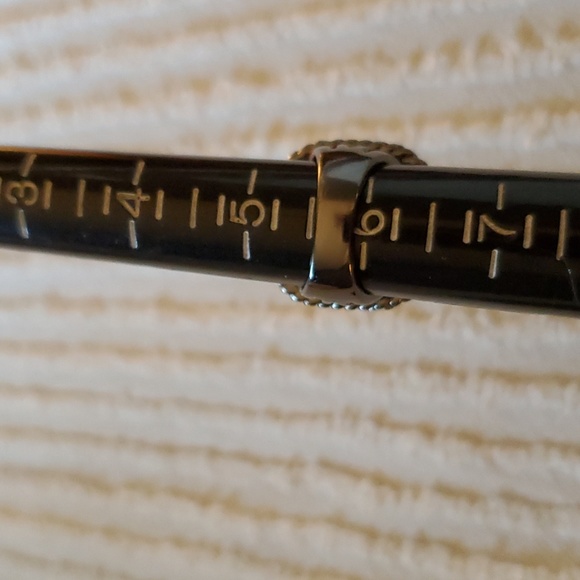 Rhinestone Gun Metal Ring, Size 6 - Picture 5 of 6